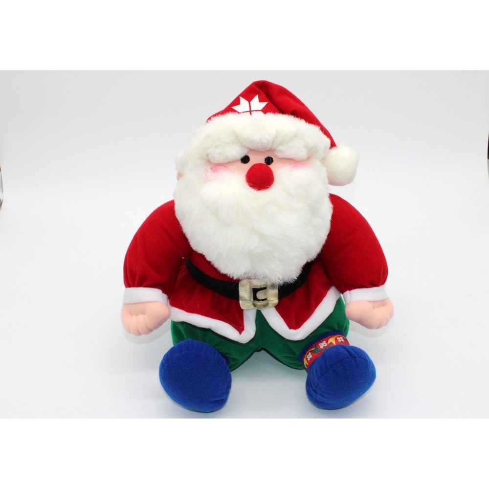 1994 Santa Claus Plush 12" International Silver Co Gold Buckle Santa Hat